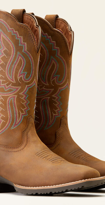 Hybrid Ranchwork Wide Square Toe Western Boot Pair